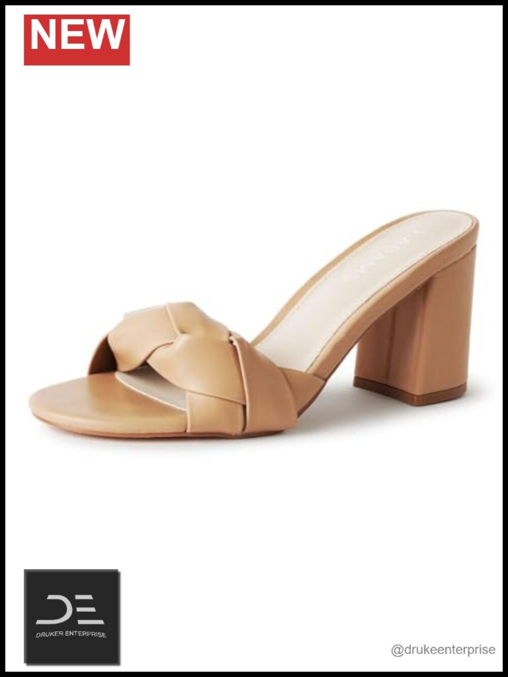 Women's Block Heel Mules Slip-On Sandals Open Toe PU Leather